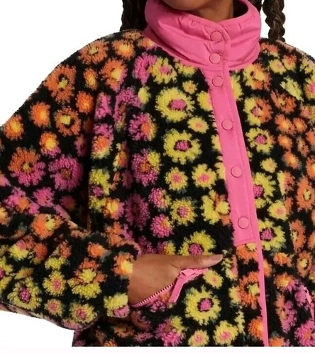 Free People FP Movement XS Rocky Ridge Fleece Button Jacket Pink Daisy EUC $168 - Picture 6 of 9