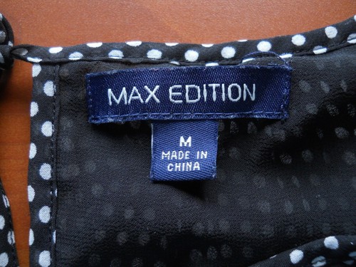 Womens M Max Edition Black Polka Dot Sleeveless Pleated Pullover Top Bust 38" - Picture 7 of 9