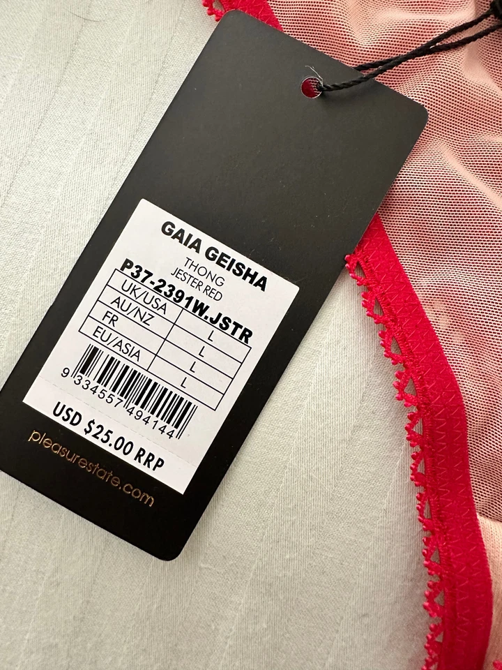NWT Pleasure State Gaia Geisha Red Floral Thong Panties Large L - Image 4 of 4