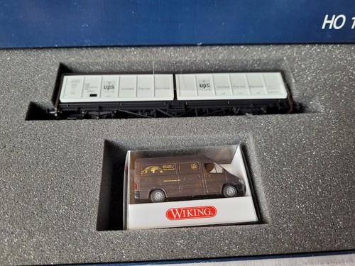 HO Electrotren Schiebewandwagen UPS + Wiking Sprinter UPS , DC,  21020  | Zustand: Neu
