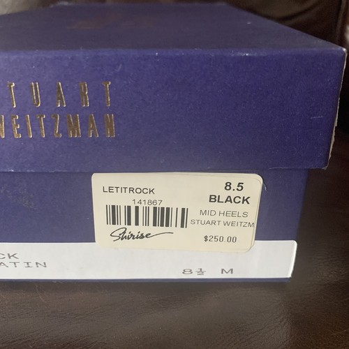 Stuart Weitzman Black Satin Rhinestone Ball charm Party Shoes US8.5 - Picture 7 of 7