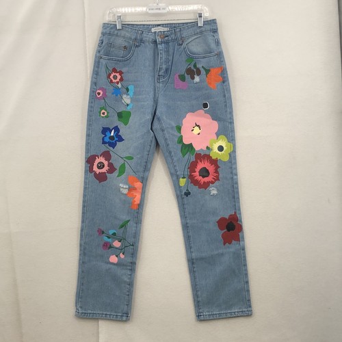Misslook Womens Blue Distressed Floral 