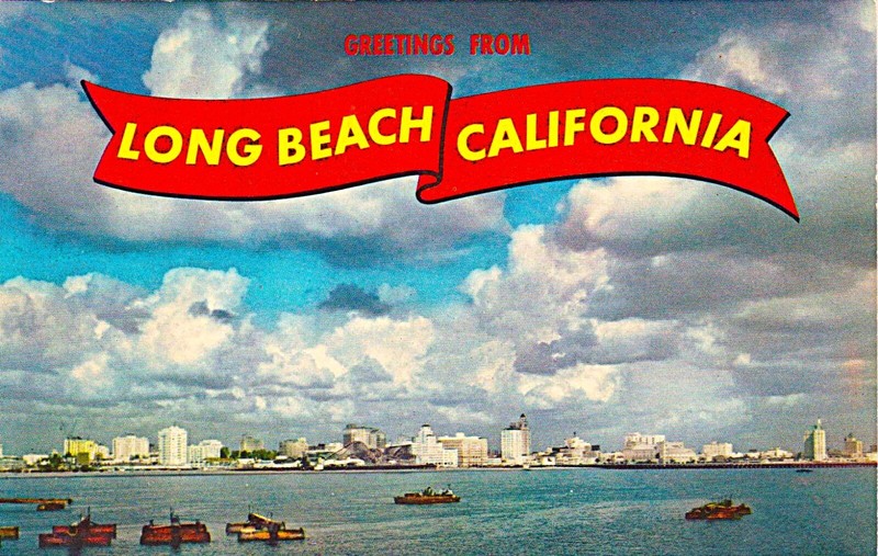 Vintage 1960s "Greetings from Long Beach California" Chrome Postcard. Harbor