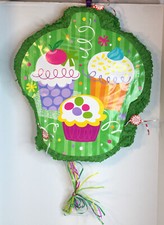 Cupcake Pi ata Pull String Birthday Party Supplies Expandable NEW