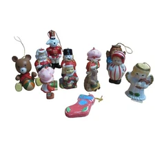 Lot of 12 -  Assorted Ceramic Figures Christmas Tree Ornaments