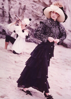 1980s Sexy Girl Model Dress Big Hat Large Format Vintage Photo Los Angeles 