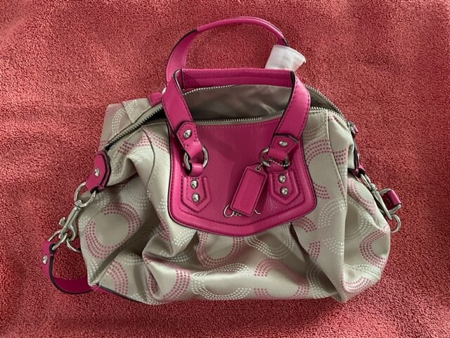 COACH ASHLEY DOTTED OP ART SATCHELL-PINK F20027 SATCHEL HANDLING