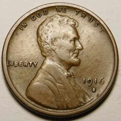 1916 S Lincoln Wheat Cent Penny F-VF  "Actual Coin Pictured"