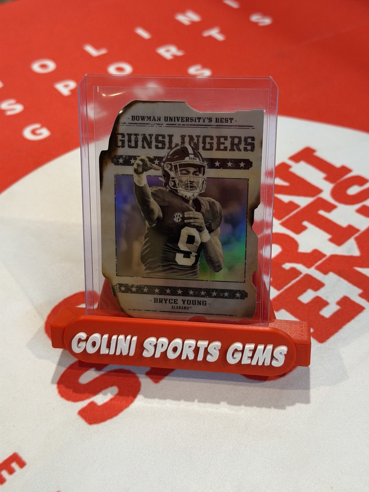 2022-23 Bryce Young Bowman University’s Best Gunslingers & Bandits Die-Cuts RC