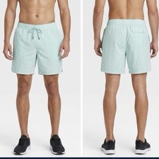 All In Motion Men  s 6" Volley Swim Shorts Light Blue 2XL Lined Water Repellent