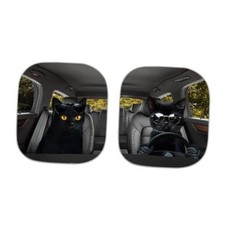 Black Cat Driving Windshield Sunshade, 2pcs Foldable Black Cat Animal Driving