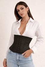 Maidenform Waist Cincher Corset Shapewear Women s L 7 Black Boned Control Top