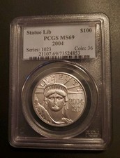 2004 - 1 Oz. $100 Platinum American Eagle PCGS MS69 Statue of Liberty Free Ship! 1412.24 per troy oz