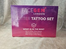 Face Gem London Glitter Tattoo Set Over 555 Tattoos And 139 Stencils - New 