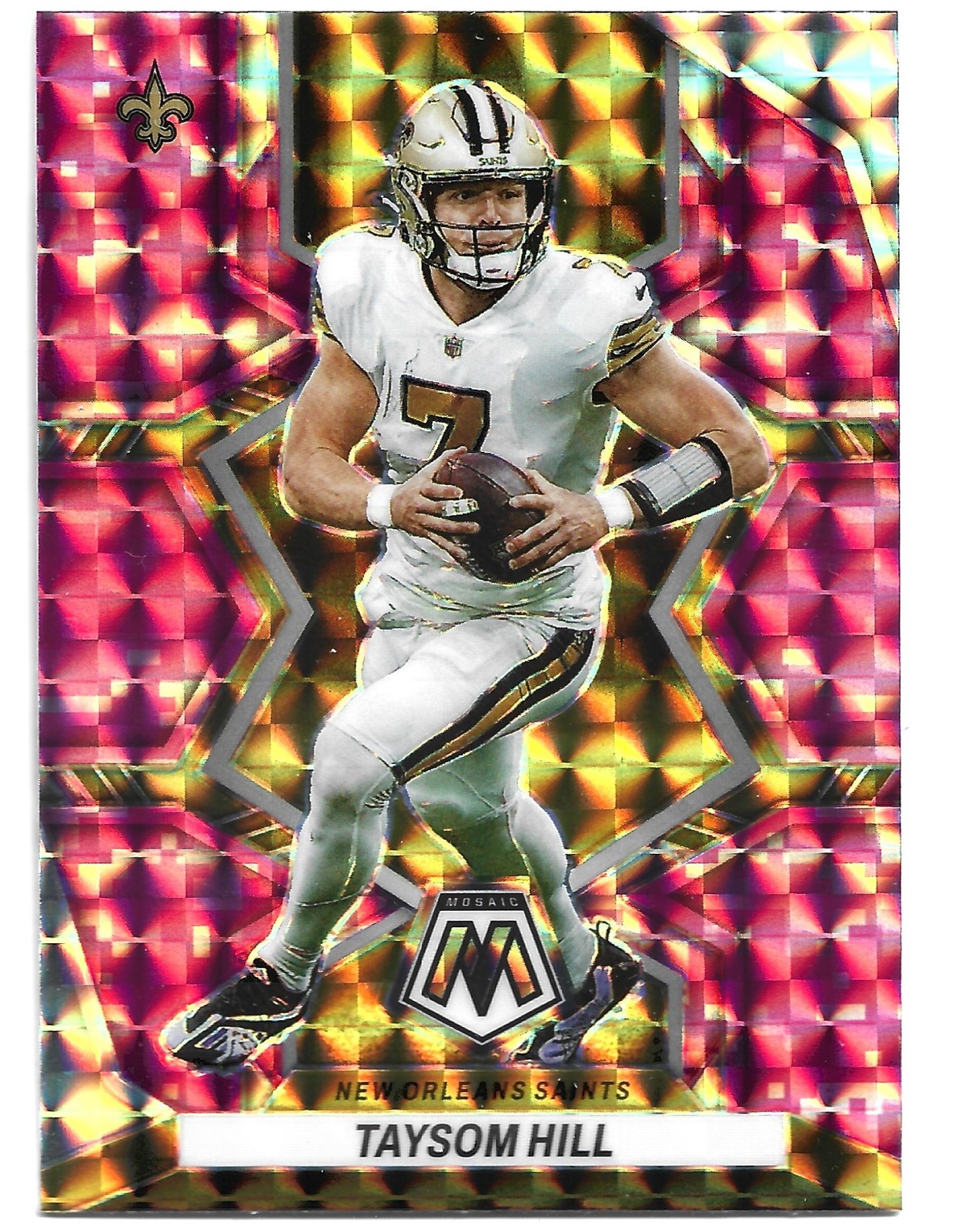 2022 Panini Mosaic #139 Taysom Hill Mosaic Camo Pink