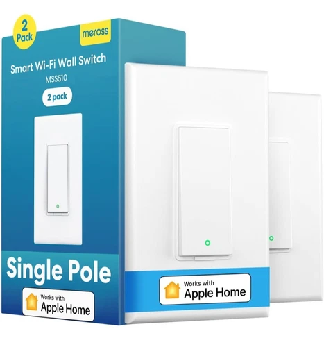 Meross Smart Wi-Fi Wall Switch MSS510 Single Pole (2 Pack)