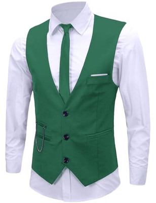 mens green dress vest Hisdern Men's Green Plaid Wedding Vest For Skinny Guys XS main image 1