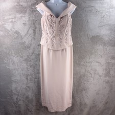 David’s Bridal Formal Dress Womens Size 10 Blush Pink Beaded Evening Gown