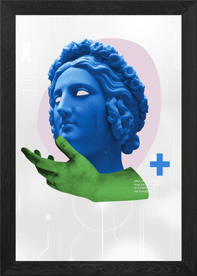 Psychedelische Statue Collage gerahmt Wandbild Poster Leinwanddruck Bild