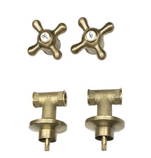 Bad Dusche Duscharmatur Absperrhahn NOSTALGIE Zweigriff UNTERPUTZ!! RETRO bronze