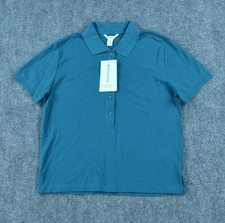 Camisa Polo Athleta Piqué Para Mujer M Manga Corta 5 Botones Golf Tenis Nueva Con Etiquetas