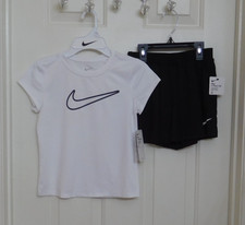 NWT 2pc Nike White Black Logo Top  Skort Set sz 6x