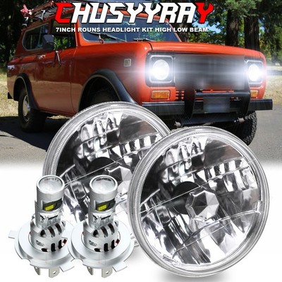7 Inch Round LED Headlights Hi-Lo For International Harvester Scout II 1973-1980
