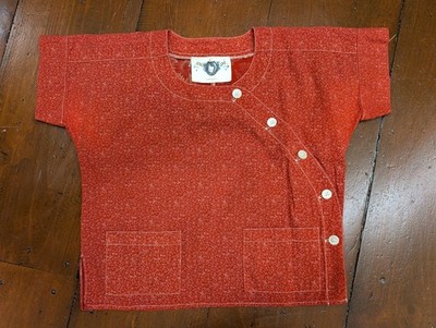 KENZO JUNGLE JAP Unisex Kids Red Japanese Work Shirt / Smock RARE Youth Small/6T