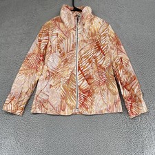 Chicos Jacket Womens 1/Medium Tropical Leaf Print Zip Front Packable