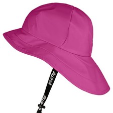 Waterproof Pink Rain Hat with Wide Brim and Earflaps for Unisex Use
