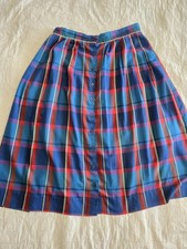 Vintage 1980s Plaid Button Up Skirt Pockets. Women's Medium. 28 Inch Waist