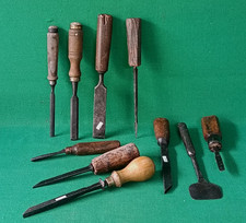 LOTTO 10 SCALPELLI SGORBIA LEGNO FALEGNAME VECCHI UTENSILI COME DA FOTO. DM66