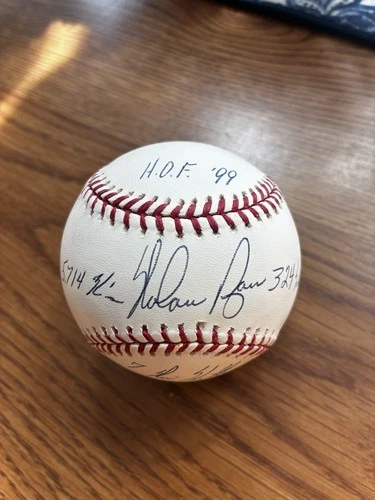 New ListingNolan Ryan Autographed Baseball with all Stats