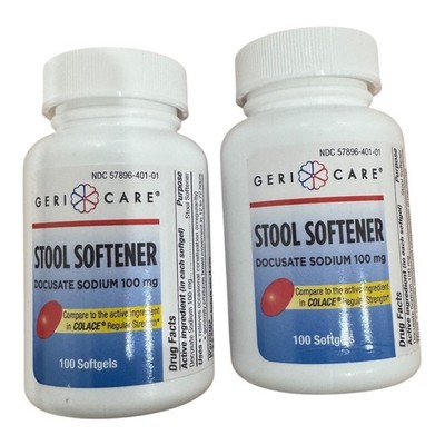 Gericare Stool Softener Docusate Sodium 100 mg Softgels (2 pack)