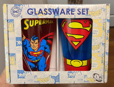 DC Comics Originals SUPERMAN 2 Pc. Glassware Set 16oz, New in the original box