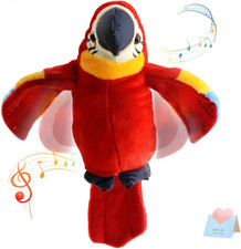 9'' Red Talking Parrot Plush Pal Repeat What You Say Recording Stuffed Animal Ma