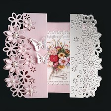 3D style pop up flowers bookmark border edge note card metal cutting die cut