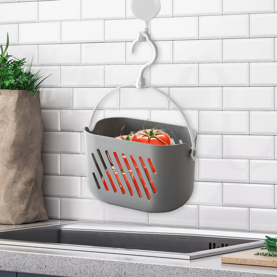 Plastic Storage Basket with Handle Portable Shower small with rope hook 8*5*5in - Image 4 of 4