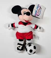 Vintage Disney Store Soccer Mickey Mouse Mini Bean Bag Beanie 9" w/ Hang Tag