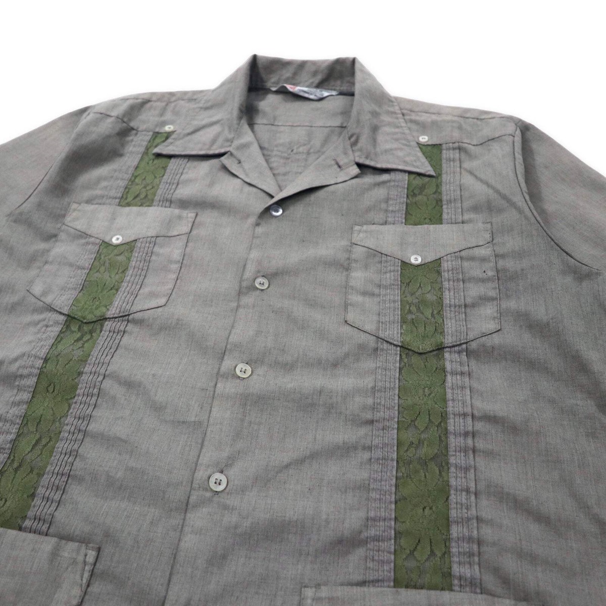 トップス 80s 90s EURO linen open collar shirt ITA Puckered Organic Linen Band Collar Shirt | EILEEN FISHER