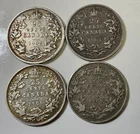 1902 03 06 & 1909 Edward VII Canada 4 coin 25 Cents lot collector group