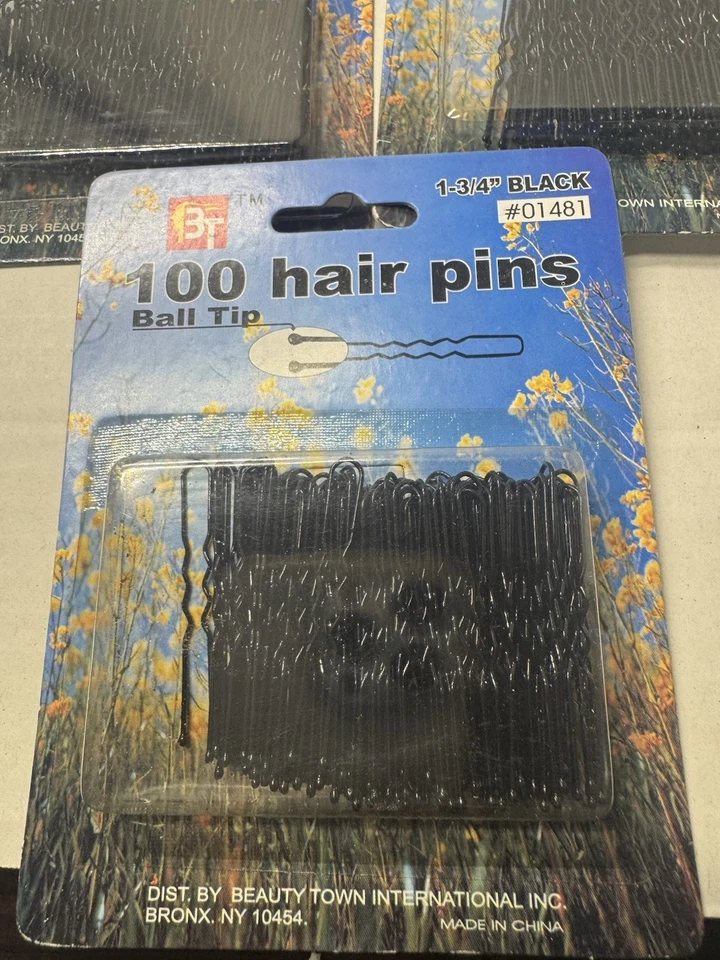 Lote de 7 alfileres de pelo negros BT 100ct 1-3/4" #01481 puntas de micro bola (700 en total) Foto 2 de 3