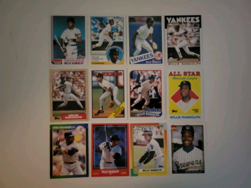 12 Card Lot Willie Randolph Yankees, A's, Brewers - Excellent Condition