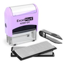 ExcelMark Self-Inking DIY Custom Rubber Stamp Kit - Personalized Stamper for Bus