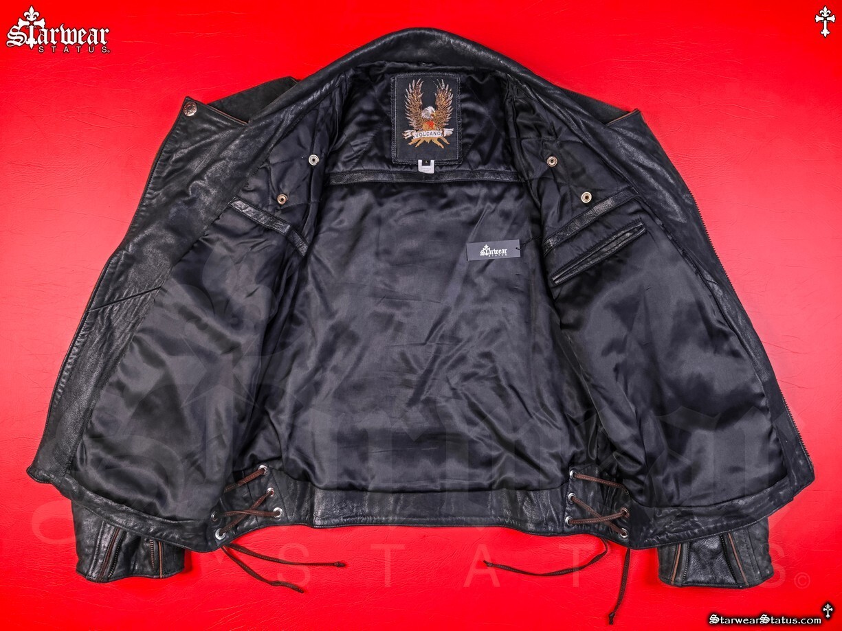 🔥OOAK! Vintage VOLCANO 80s Riding Eagle Biker Southwestern Leather Jacket M/L image 8
