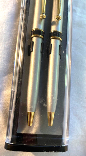 Set 2 penne argento oro e nero custodia elegante clip da tasca senza marchio 007-017 - Foto 4 di 11