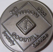 Narcotics Anonymous NA DARK  1 Year Medallion Token Coin 1991 WSO Chip