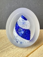 Sulfure  / Presse Papier Cristal de Bohème - signé Christopol ?  Bleu Montagne