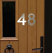 Stick-On House Numbers - No 48 - Stainless Steel - 10cm - Door, Fence, Gate