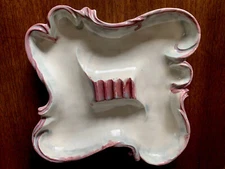 Vintage Ashtray Studio Pottery Glazed MCM Decor Scroll Edge 1970’s Large 9”